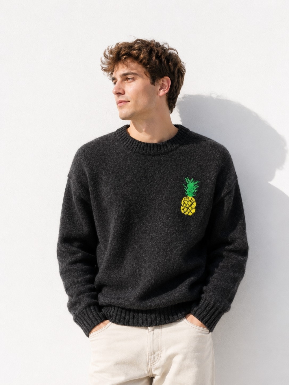 The Elder Statesman Cashmere Charcoal Crewneck.